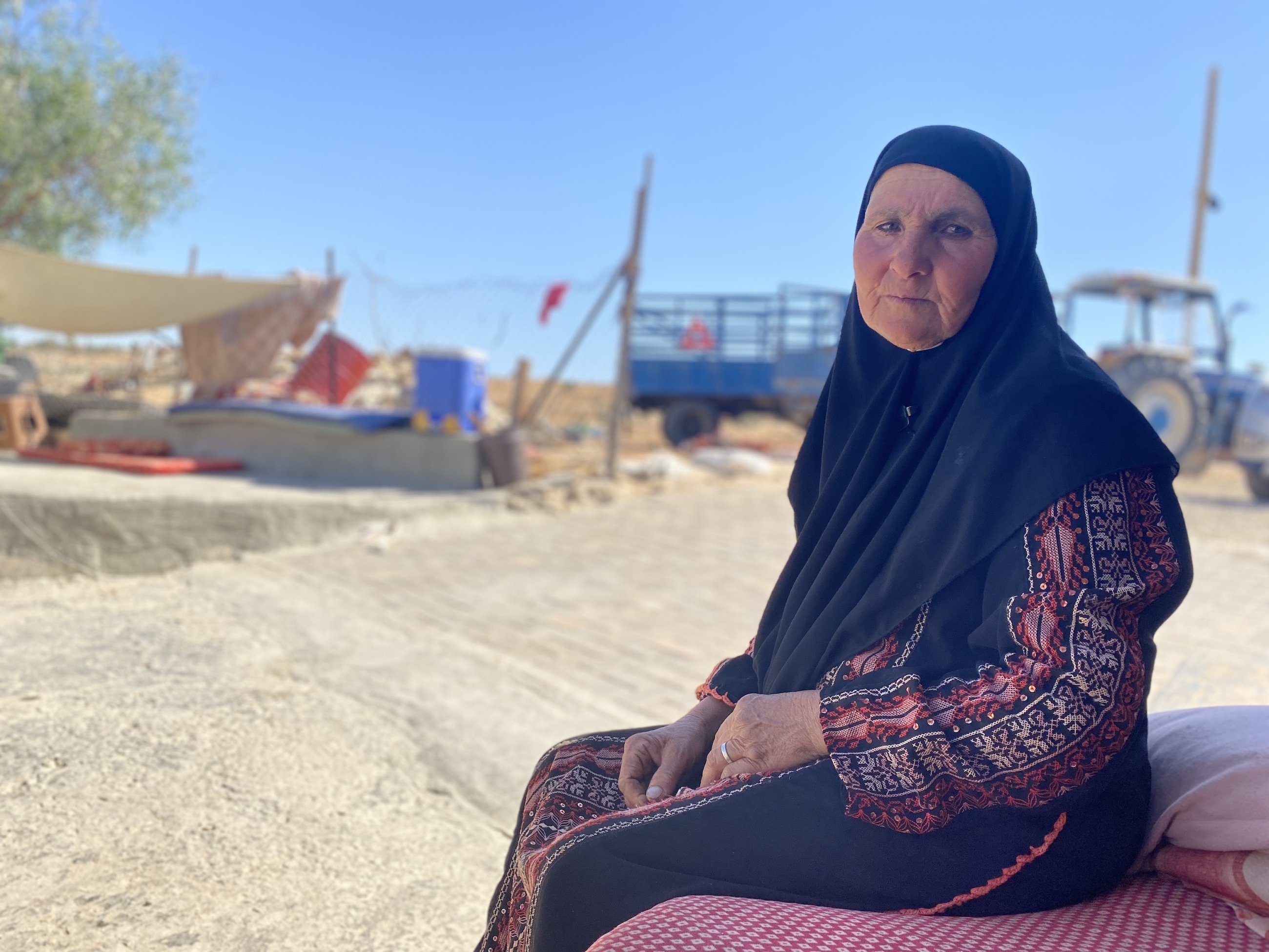 Picture taken on on 19 June 2022 of Jamla al-Ribi, 59, one of 2,500 Palestinians in Masafer Yatta south of the Israeli-occupied West Bank facing imminent expulsions. (MEE/Shatha Hammad)