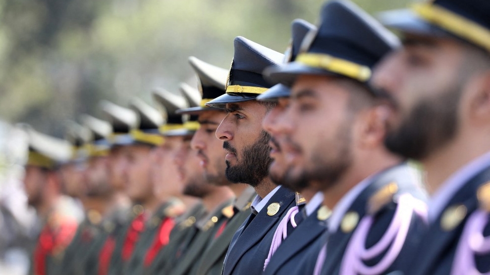 Iranian soldiers take part in a military parade in Tehran on 17 April 2024 (Atta Kenare/AFP)