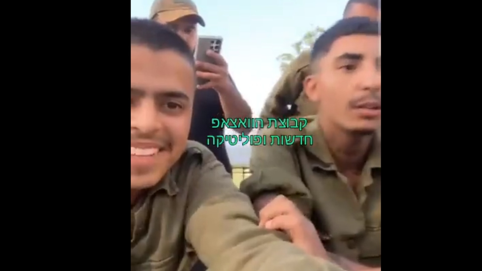 Four Israeli soldiers, reportedly in a southern military base, joke in Arabic following a deadly raid in the occupied West Bank city of Jenin (Screengrab)