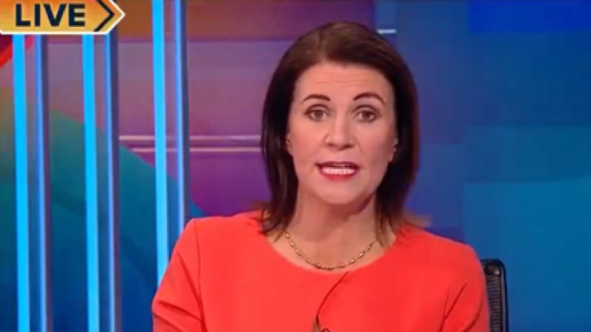 Julia Hartley-Brewer during her interview with Palestinian politician Mustafa Barghouti on 3 January 2024 (Screengrab/Talk TV)