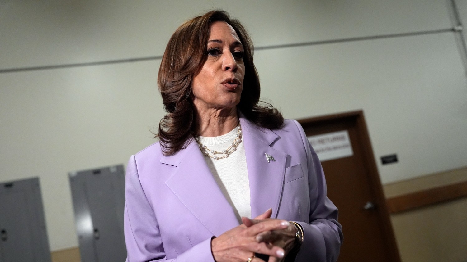 US Vice President and Democratic presidential candidate Kamala Harris delivers remarks at the Sheraton hotel, in Phoenix, Arizona, on 10 August 2024.