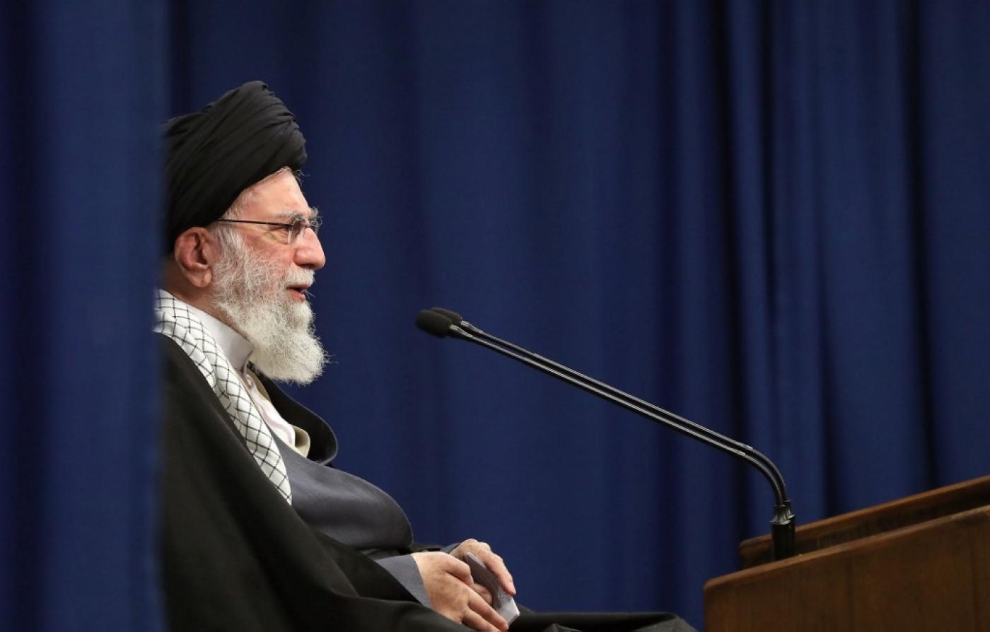  Le guide suprême iranien, l’ayatollah Ali Khamenei, prend la parole le 8 janvier 2021 (Khamenei.ir/AFP)