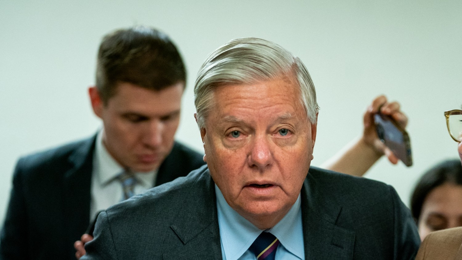 US Senator Lindsey Graham, Republican from South Carolina, speaks to reporters on his way to a vote at the US Capitol in Washington, DC, on 14 November 2024.