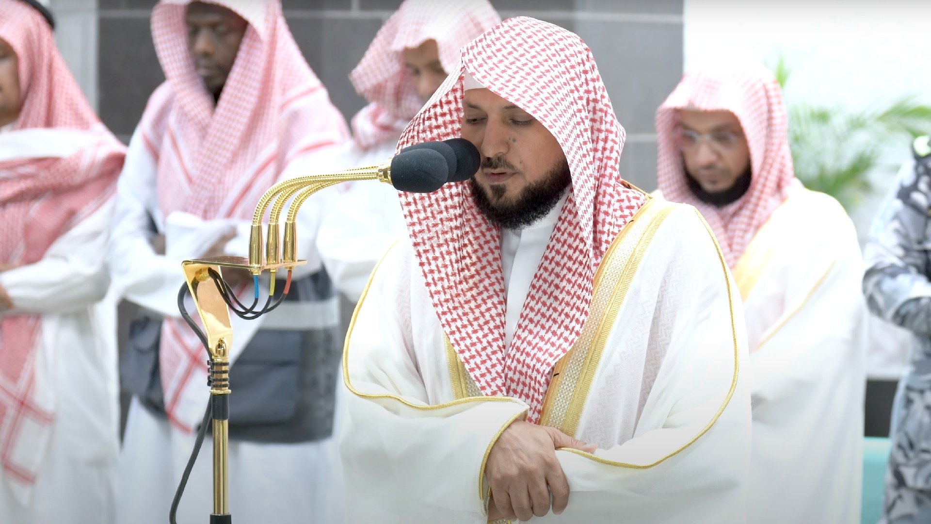 Maher al-Muaiqly leading dawn prayer in Mecca's Grand Mosque on 11 August 2023 (Youtube/General Directorate of Imams and Muezzin Affairs)