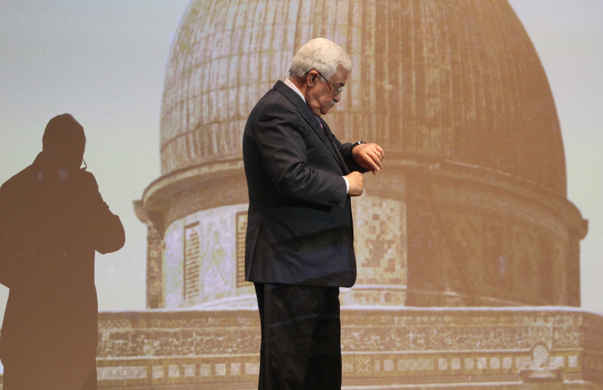 Palestinian Authority President Mahmoud Abbas speaks in Ramallah, occupied West Bank, on 4 January 2015, about efforts to join the International Criminal Court (AFP/Abbas Momani)