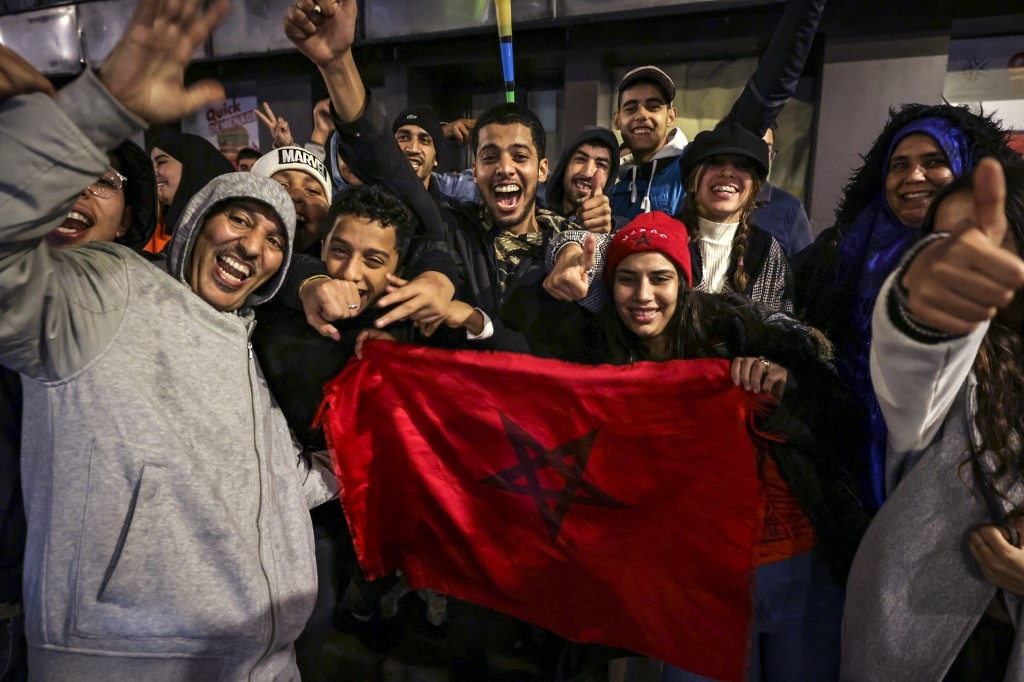  Supporters de l’équipe du Maroc à Rabat, après le match de la demi-finale contre la France (AFP/Fadel Senna)