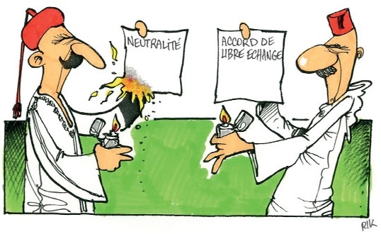 Caricature du dessinateur marocain Rik sur la crise entre le Maroc et la Tunisie (Twitter/@Leconomiste_)