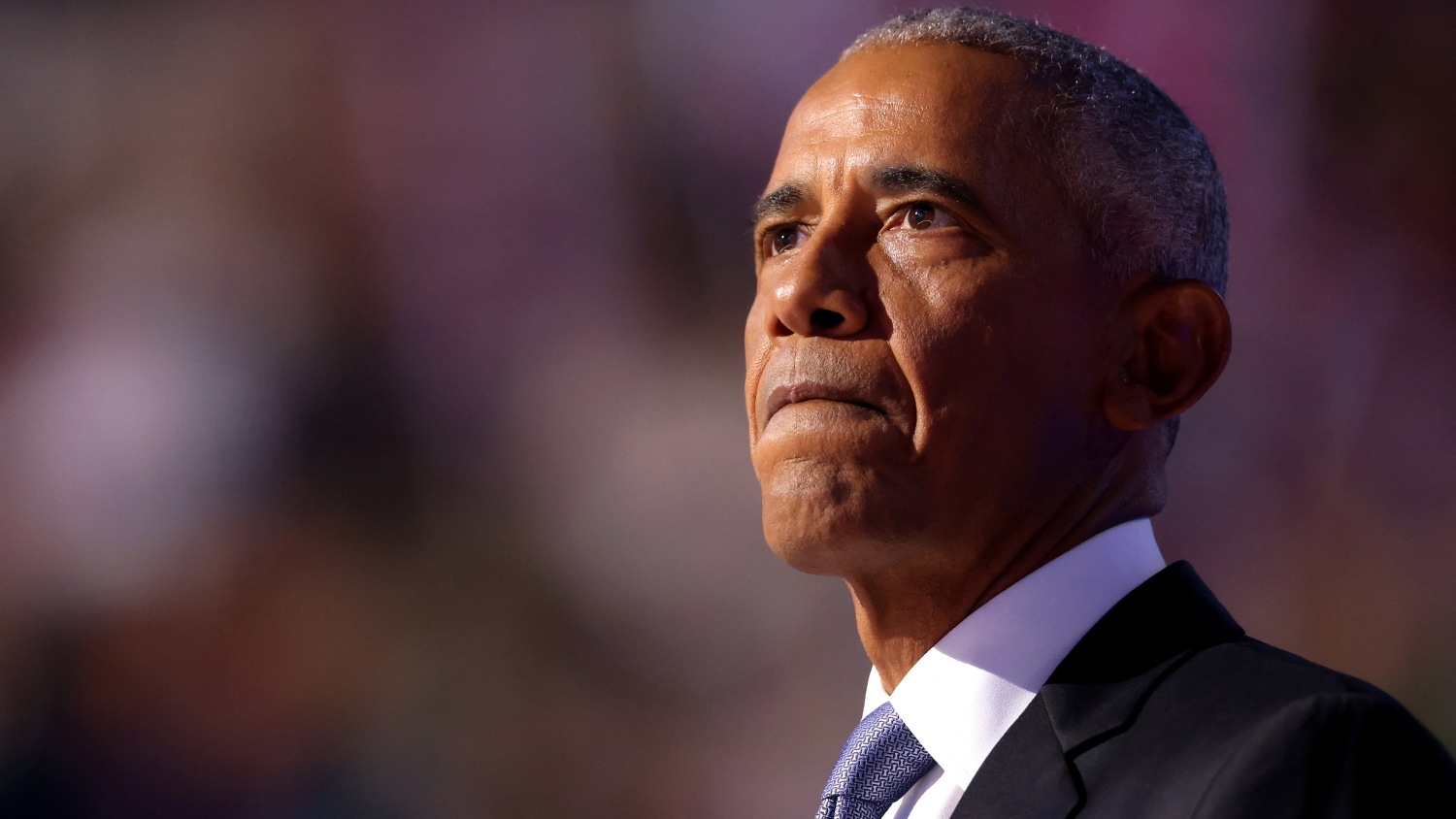 Former US President Barack Obama gestures as he speaks on the second day of the Democratic National Convention at the United Center in Chicago, Illinois, on 20 August 2024.