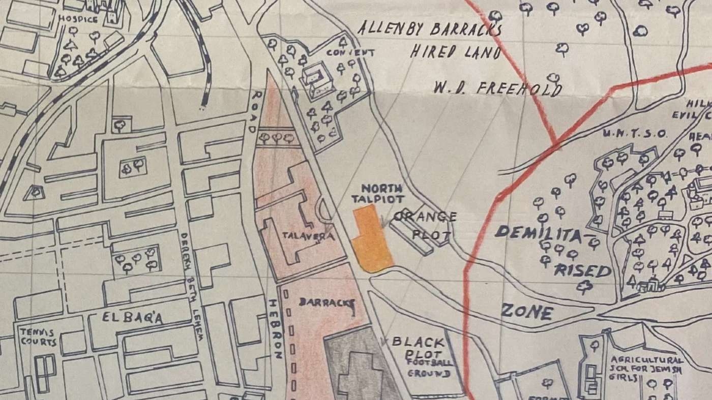 A 1959 map of Jerusalem showing the Orange Plot found in Foreign Office documents at the National Archive in Kew (National Archive)