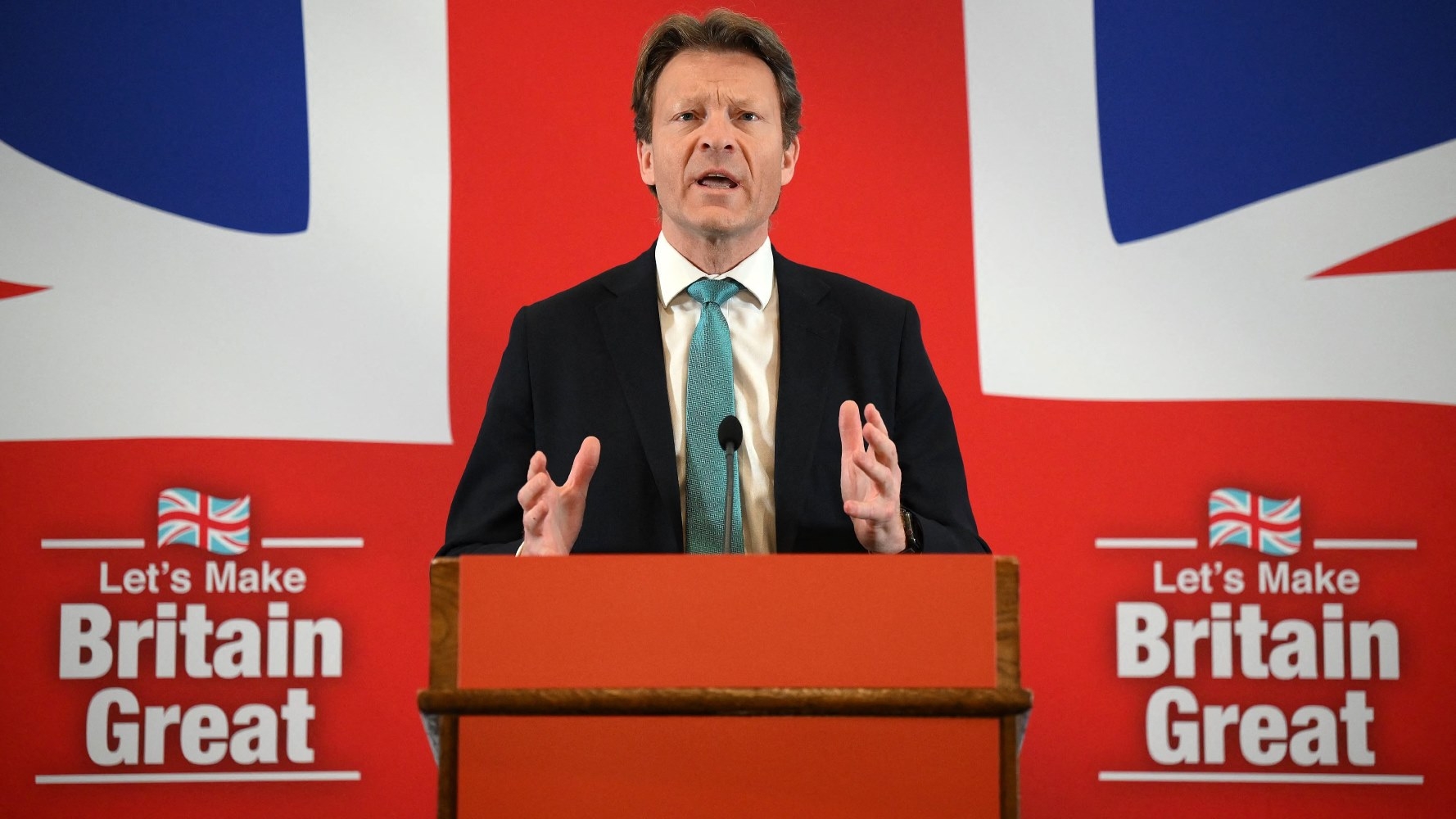 Richard Tice's Reform UK currently polls at around 10 percent but is not expected to win a parliamentary seat (AFP/Daniel Leal)