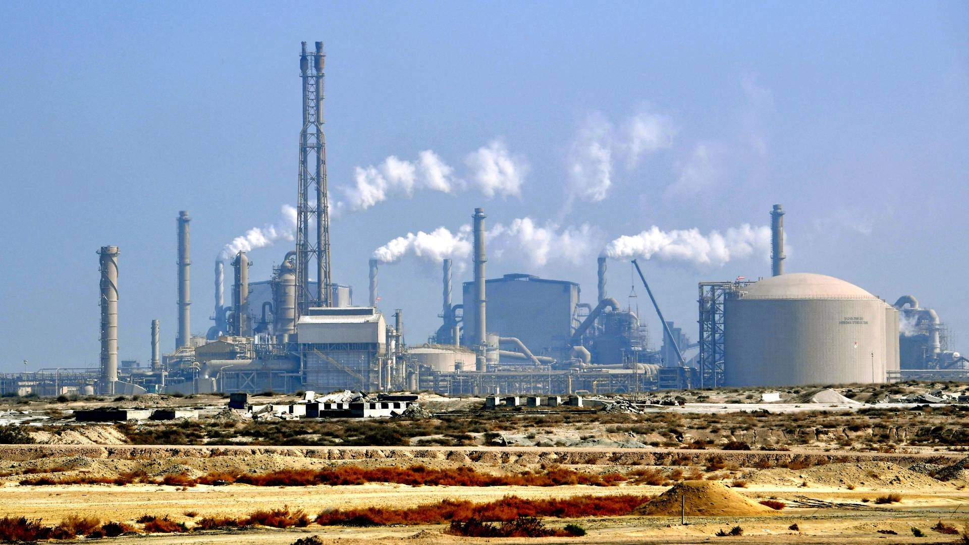 A view of an industrial plant at the Jubail Industrial City, about 95 kilometres north of Dammam in Saudi Arabia's eastern province overlooking the Gulf.