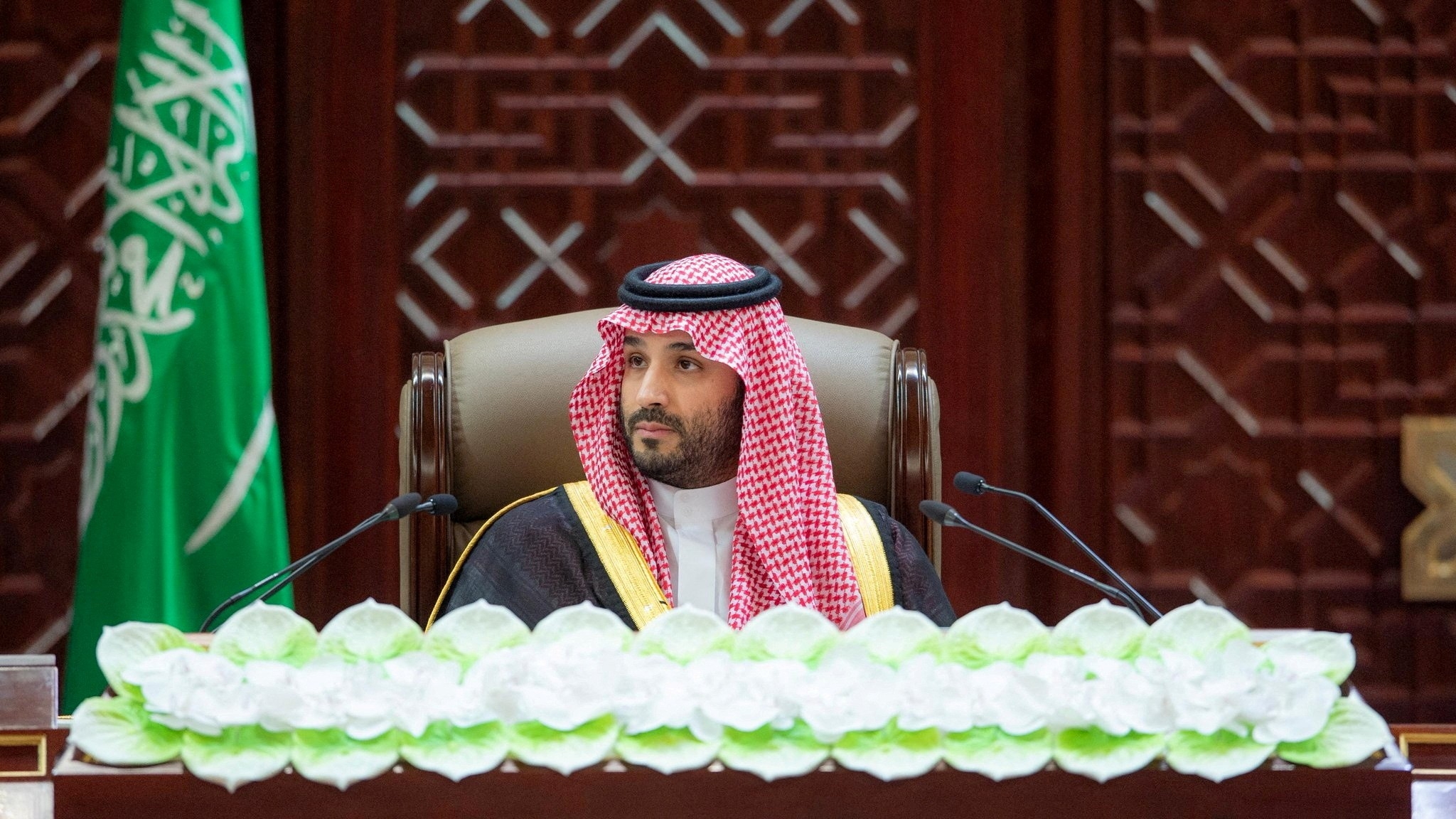 Saudi Crown Prince Mohammed bin Salman delivers Annual Address at the Shura Council in Riyadh 18 September 2024 (Reuters/SPA)