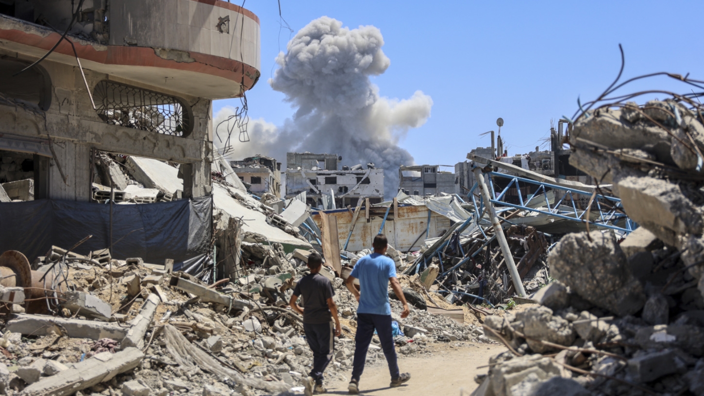 Smoke billows following an Israeli bombing in Gaza City's Shejaiya on 22 June 2024 (Omar al-Qattaa/AFP)