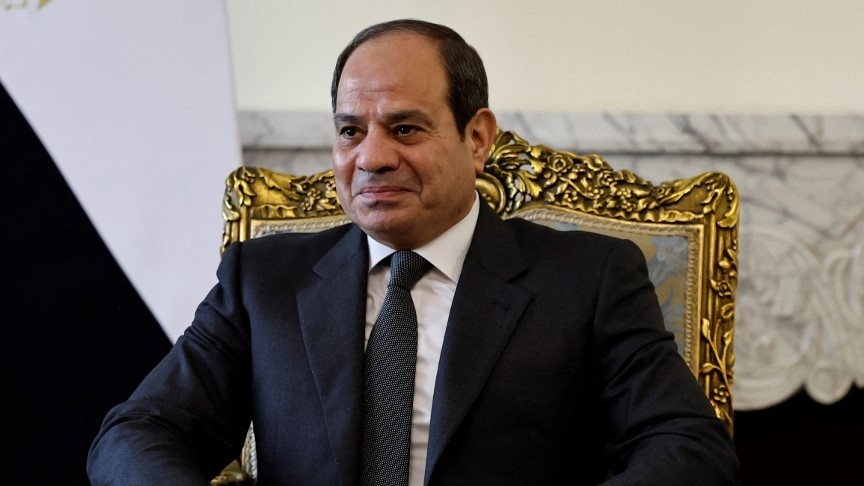 Egyptian President Abdel Fattah al-Sisi smiles during a meeting with the French armies minister at the Ittihadia presidential Palace in Cairo on November 15, 2023.