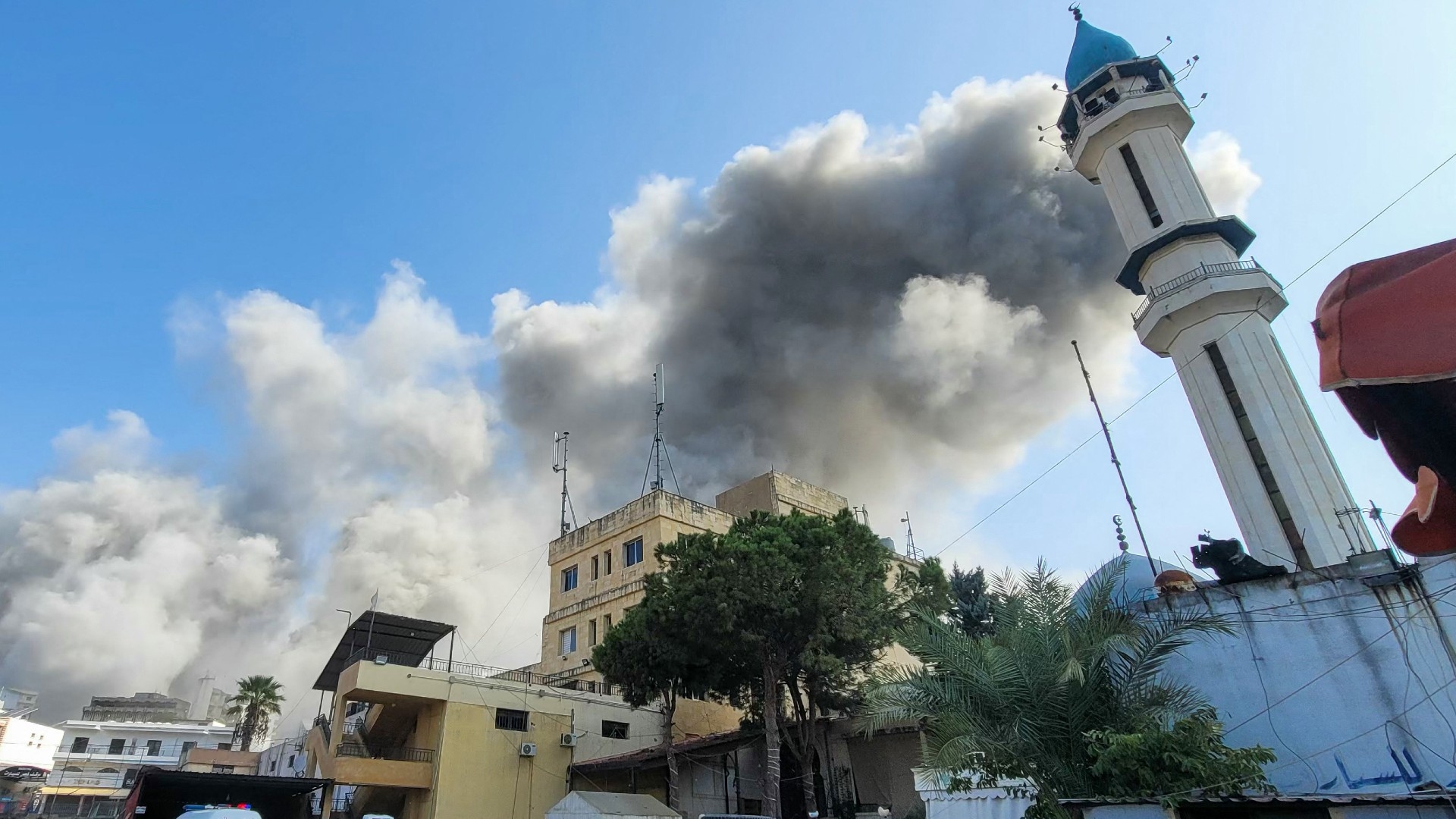 Smoke billows during Israeli air strikes in the southern Lebanese city of Nabatieh on 16 October 2024 (AFP/Abbas Fakih)