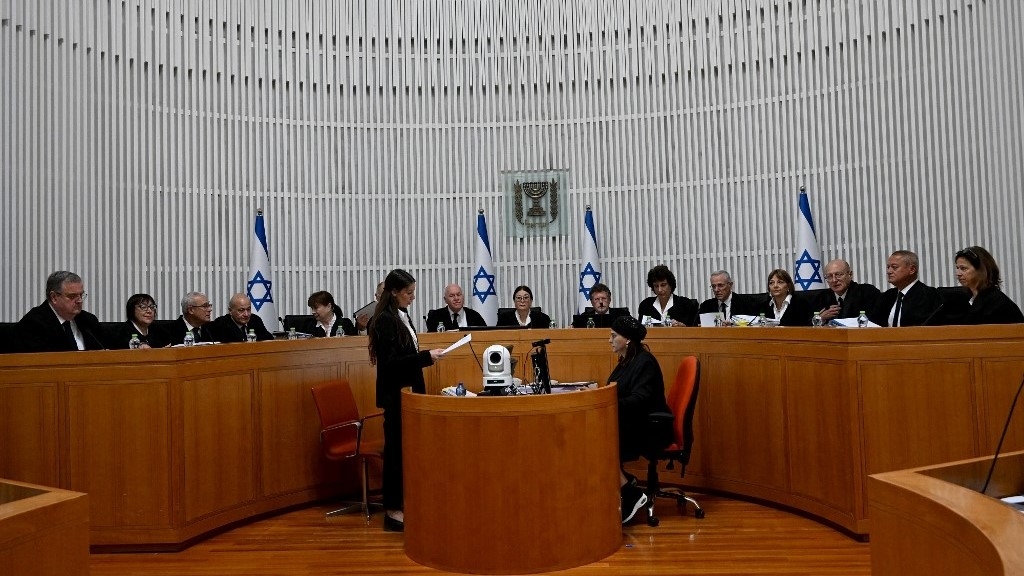 The Israeli Supreme Court's president and justices (AFP)