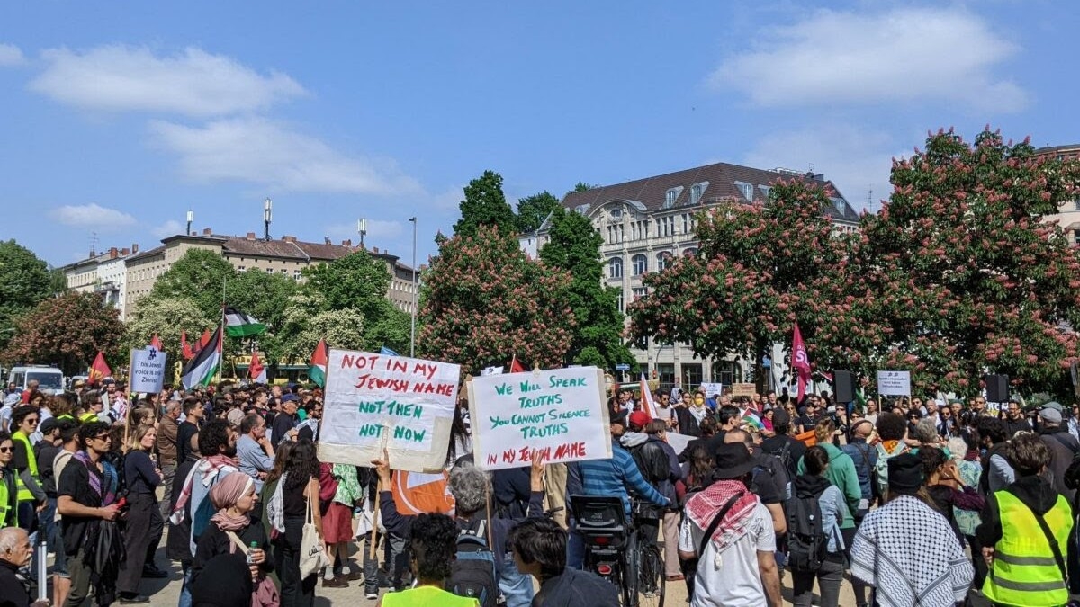A rally on Nakba memorial day in May 2023 in Berlin, organised by Jewish Voice for Just Peace in the Middle East (photo provided by Jewish Voice)