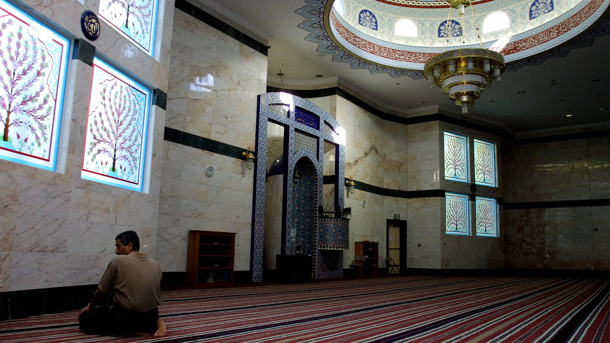 A man prays in a mosque in Culver City, California.