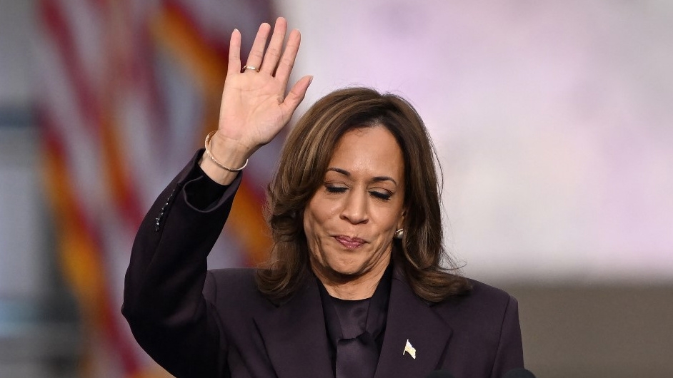 US Vice President Kamala Harris delivers her concession speech in Washington on 6 November 2024, following Donald Trump's victory in the presidential election (Saul Loeb/AFP)