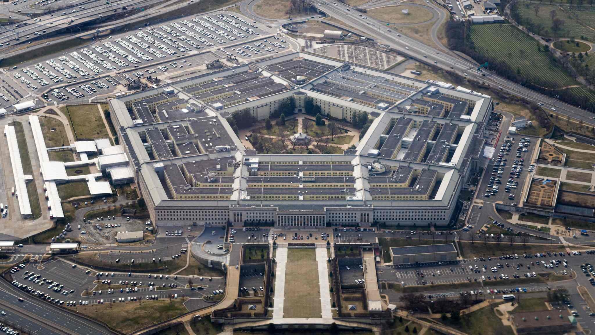 The Pentagon is seen from the air near Washington DC on 3 March 2022