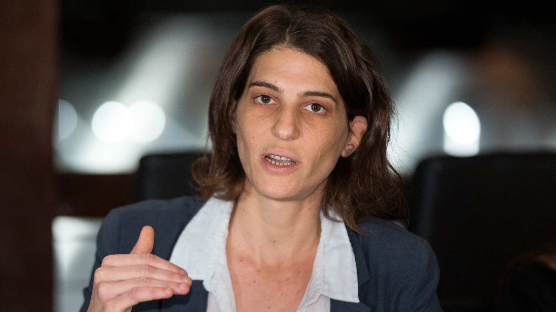 Israeli human rights activist Yuli Novak attends a press conference on 5 February 2016 in Tel Aviv, Israel (AFP/Jack Guez)