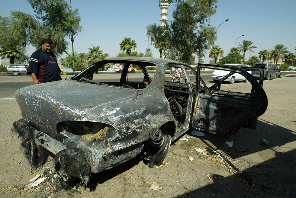 Vehicle destroyed in Blackwater attack in Baghdad in 2007 (AFP)