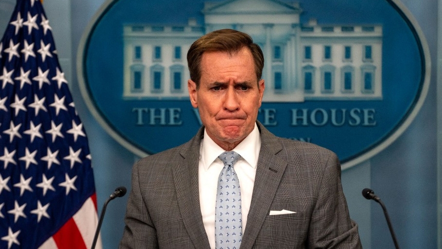 White House national security communications advisor John Kirby takes questions during daily news briefing in Washington, on 2 April 2024 (Kent Nishimura/Getty Images/AFP)