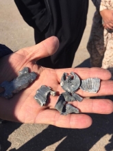 Photo showing shrapnel pieces from rocket fired at Mitiga International Airport (AFP)