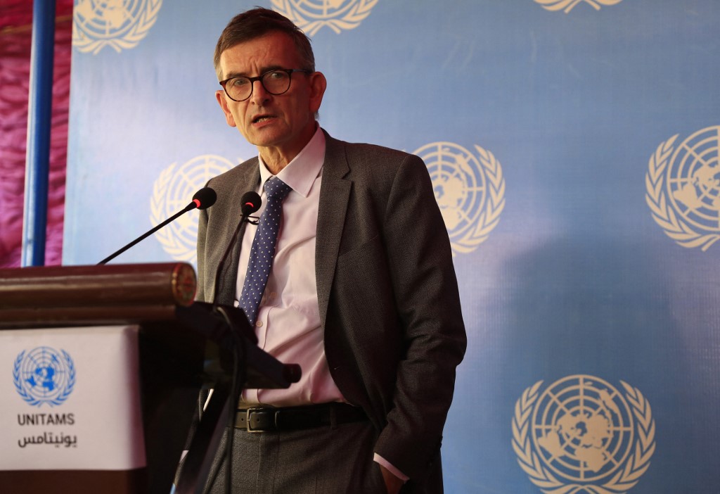UN representative Volker Perthes speaks in Khartoum on 10 January 2022 (AFP)