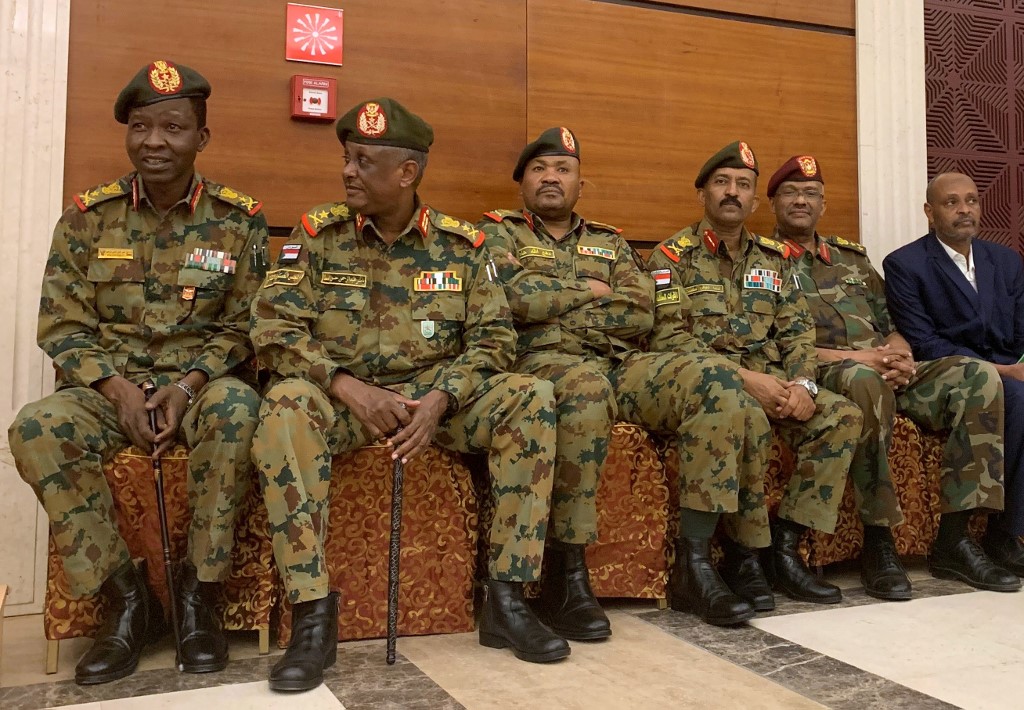 Members of Sudan’s military council are seen in Khartoum on 17 July (AFP)