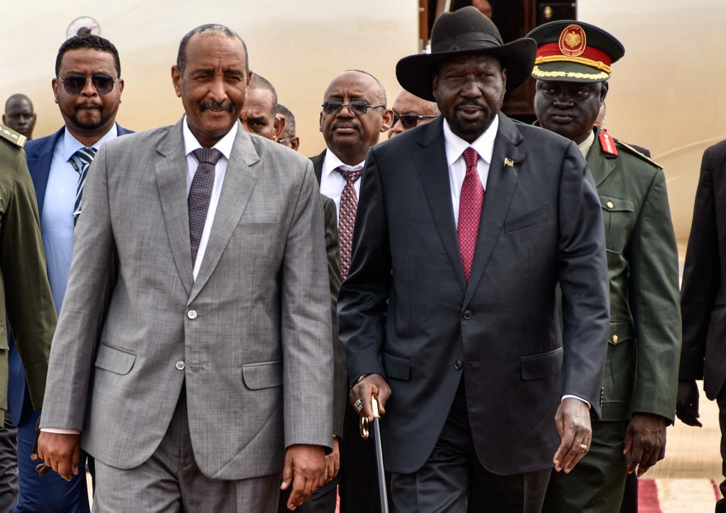 at his arrival for the summit to endorse the peace talks between Sudan's government and rebel leaders in Juba, South Sudan, on