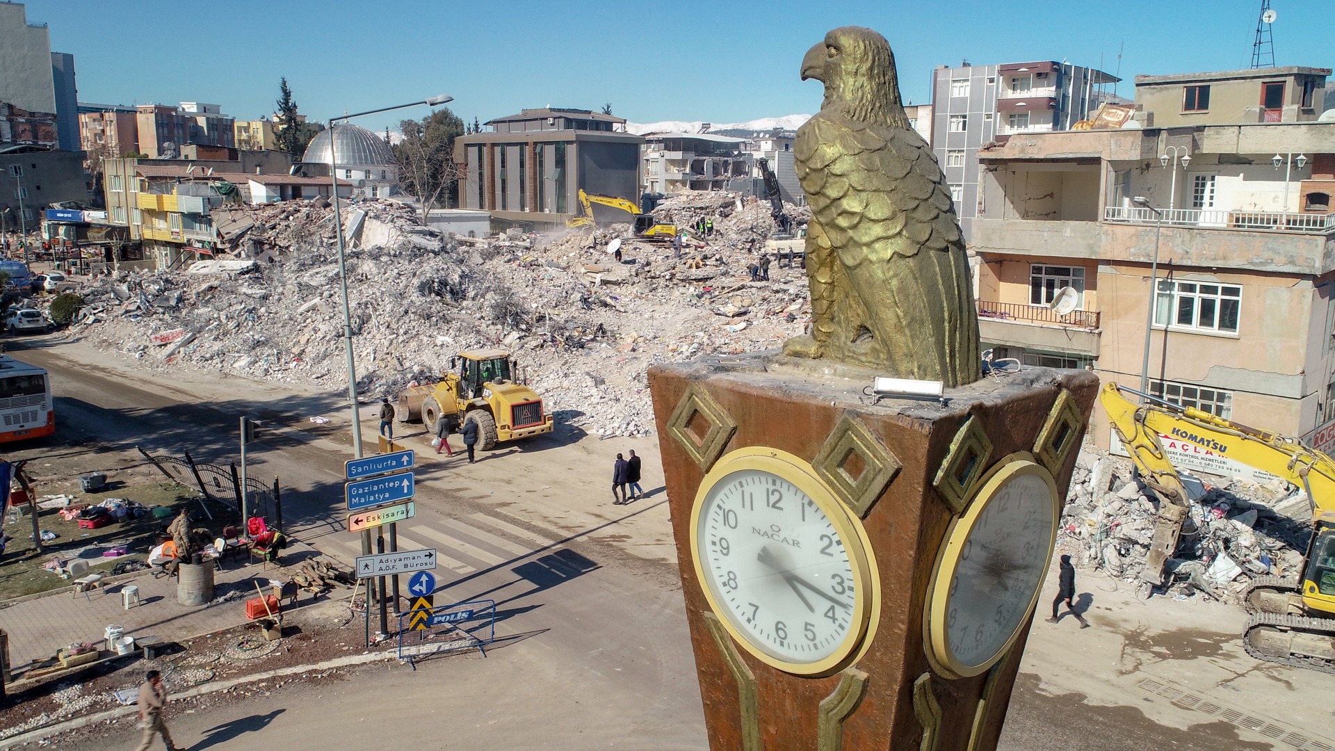 A clock tower in the southern Turkish city of Adiyaman froze at exactly at 04:17, the exact time when a 7.8 magnitude earthquake struck
