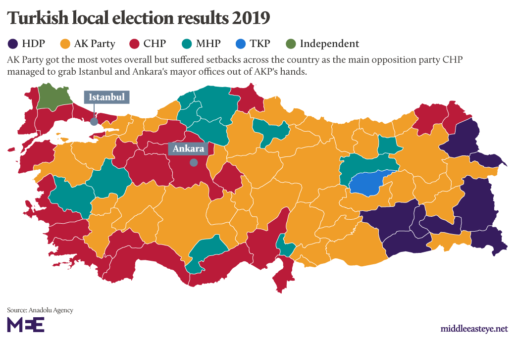 Map of Turkey election results