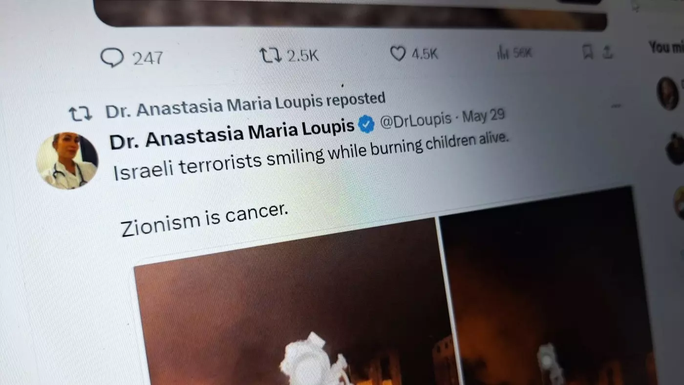 The account of Anastasia Maria Loupis, a Covid-19 denier and far-right supporter of Gaza (MEE/Alex MacDonald)