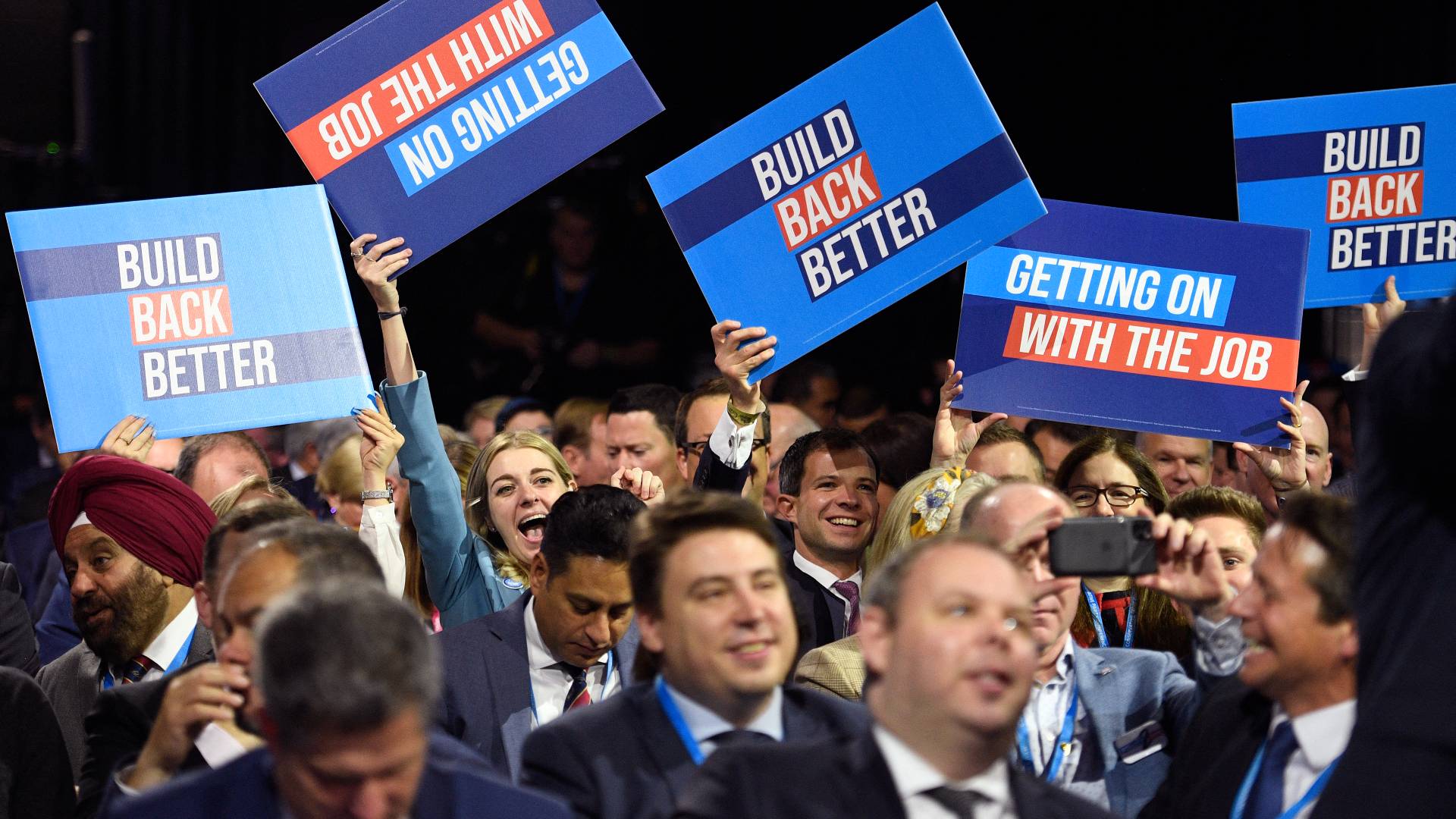 the annual Conservative Party Conference in Manchester, northwest England, on 6 October, 2021 (AFP)