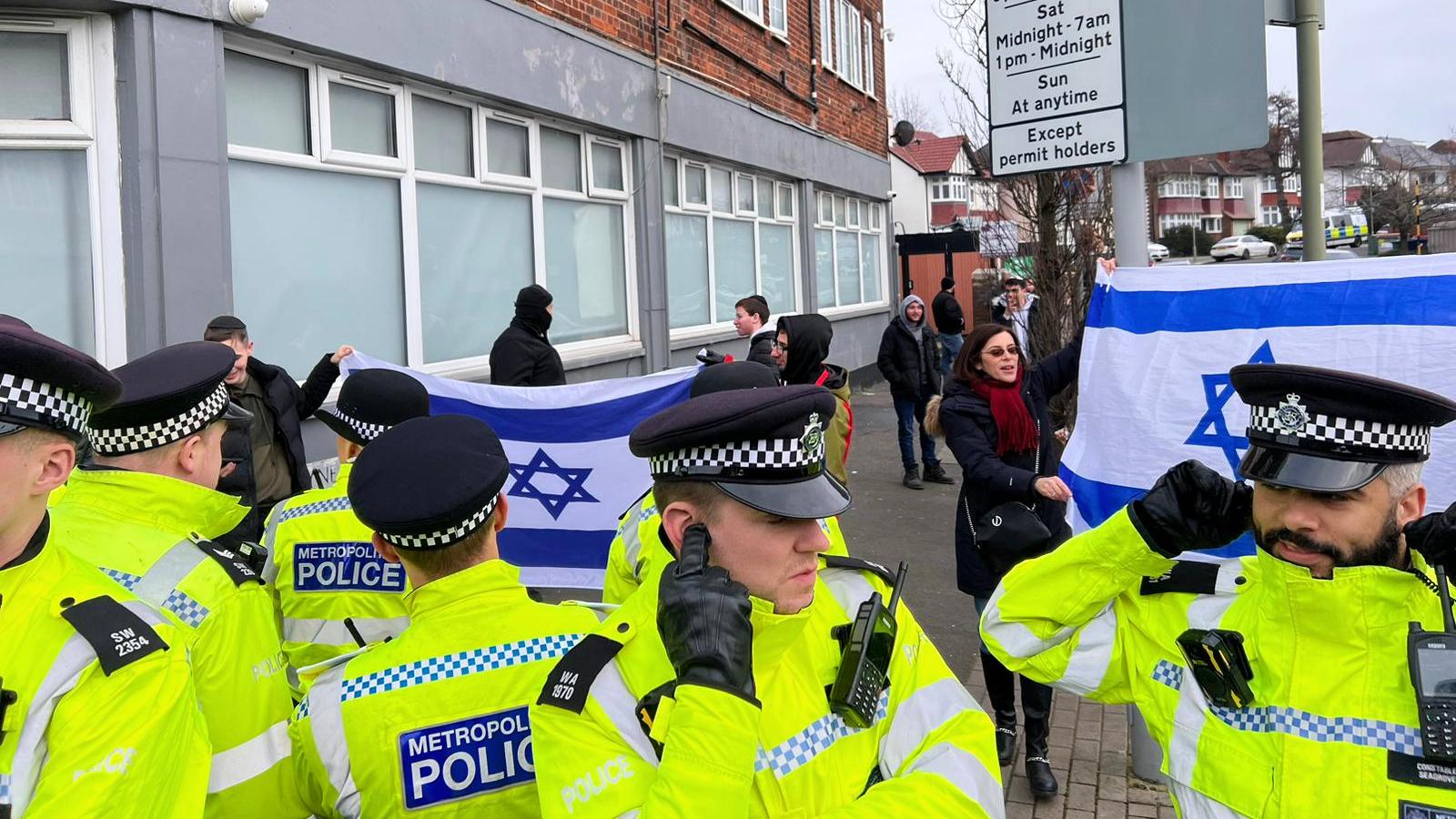 Police attend protests outside the Boys Clubhouse on 17 January, 2024 (MEE)