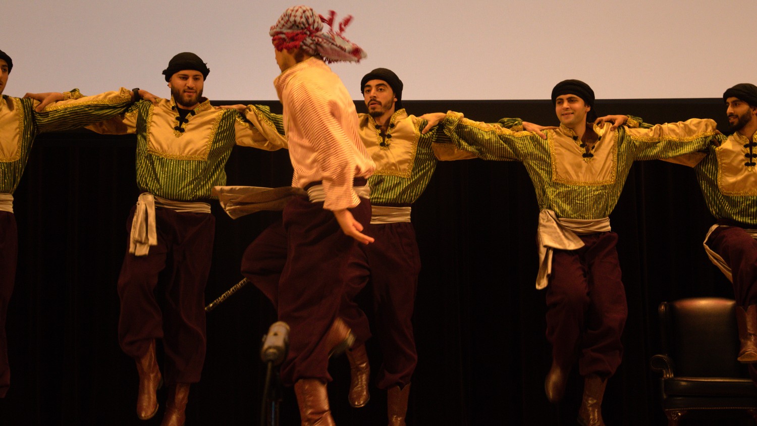 A dabke troupe performs during the opening day of the Palestine Writes festival.