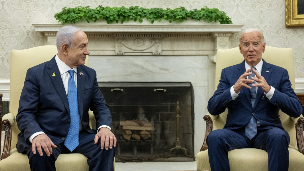 US President Joe Biden meets Israeli Prime Minister Benjamin Netanyahu at the White House in Washington, DC, on 25 July 2024 (Jim Watson/AFP)