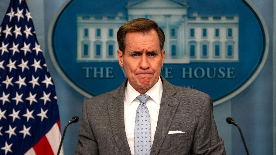 White House National Security Communications Adviser John Kirby takes questions during the daily news briefing on 2 April 2024 (Kent Nishimura/Getty Images/AFP)
