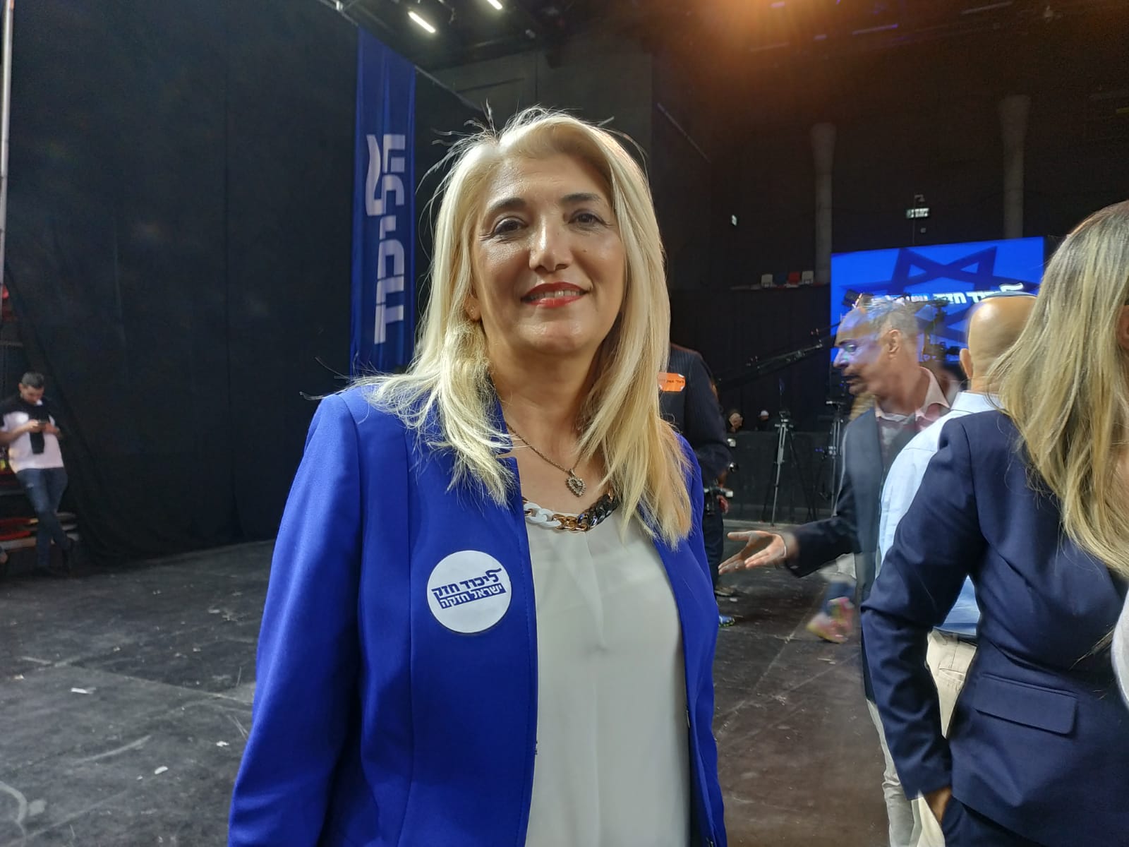 Likud candidate Osnat Mark at her party's HQ in Tel Aviv (MEE)