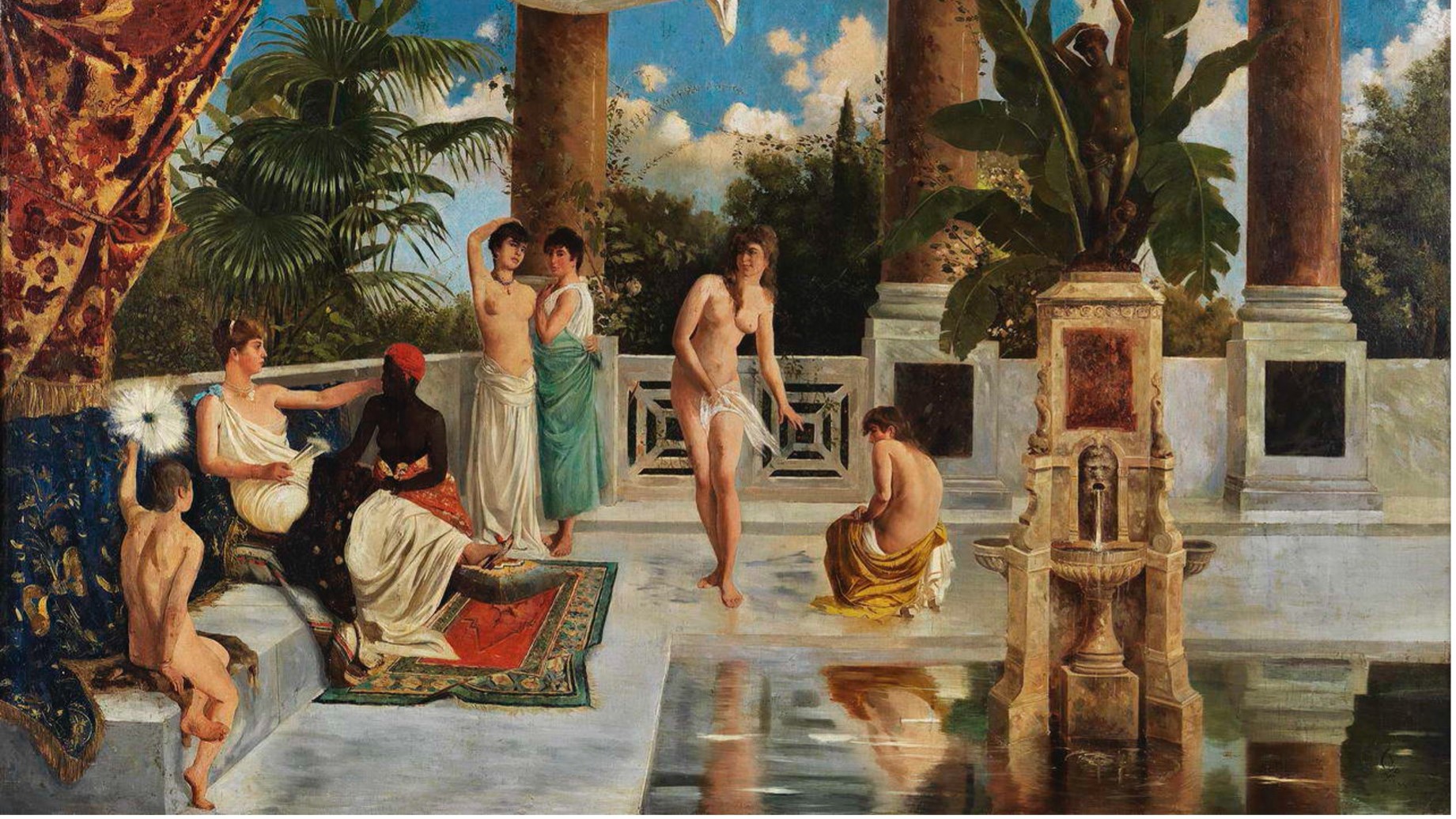 Femmes dans la cour est l’une des deux peintures de nu d’Abdülmecid II (Musée Sakıp Sabancı)