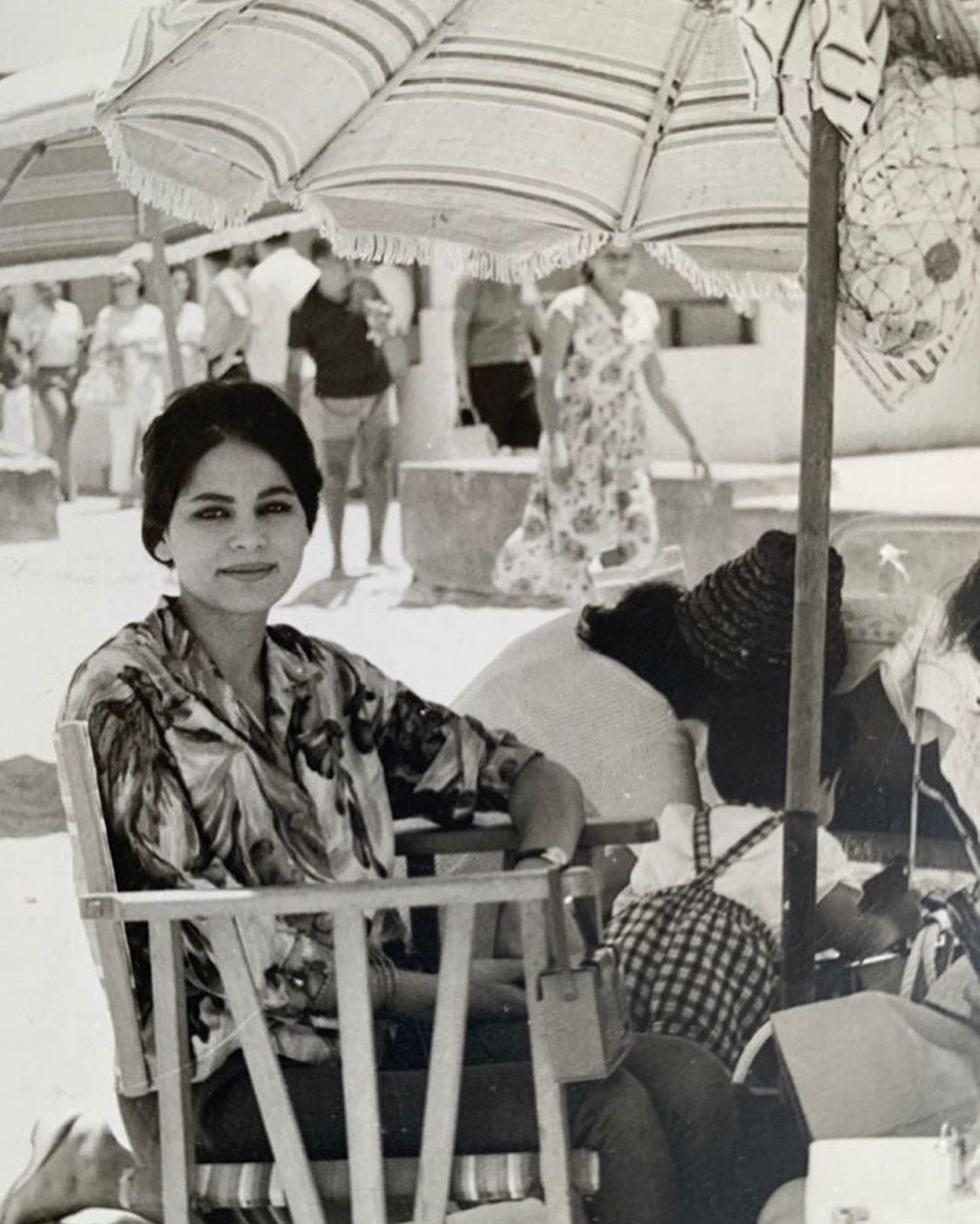 Salam's grandmother, aged 17, at a beach in Alexandria, Egypt